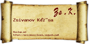 Zsivanov Kósa névjegykártya